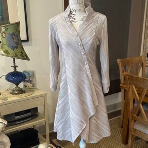 Joseph Ribkoff Light Grey Textured Long Sleeve Dress